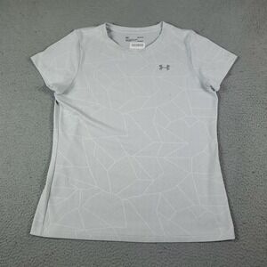Under Armour T Shirt Womens Large Gray Heatgear Short Sleeve Ladies *